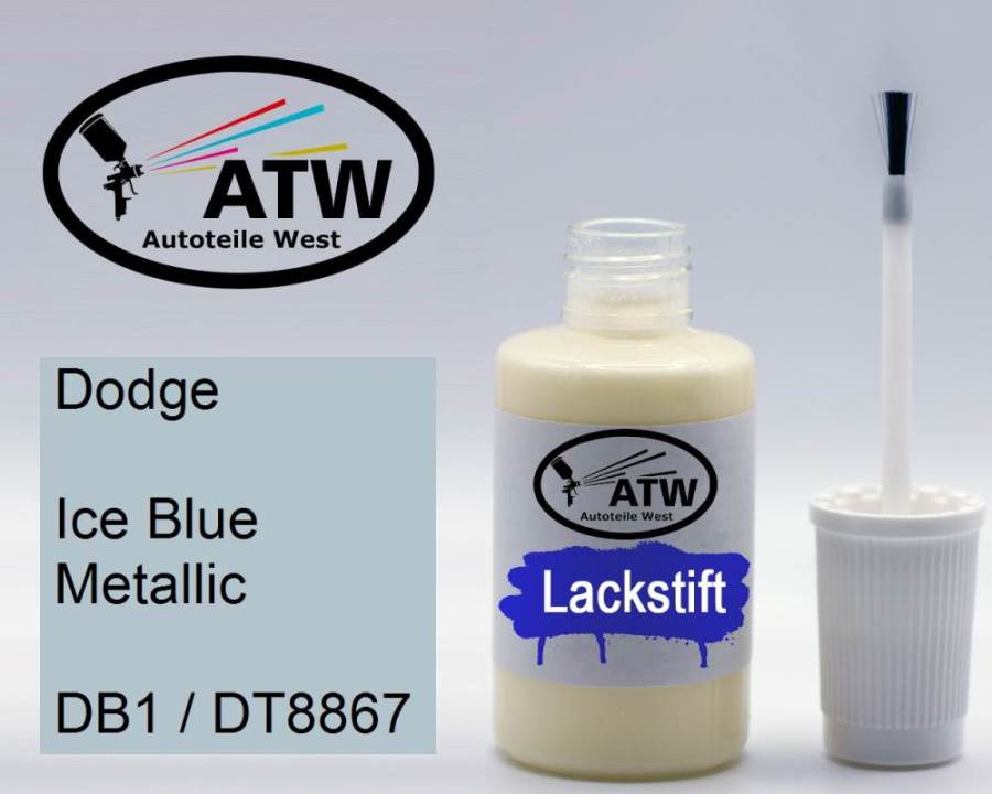 Dodge, Ice Blue Metallic, DB1 / DT8867: 20ml Lackstift, von ATW Autoteile West.